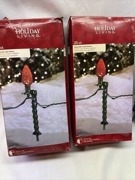 Holiday Living 681884357147 50 Count Green Adjustable Outdoor Light Stakes Yard Christmas