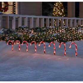 23rt0242318 Home Accents Holiday 16.5 In Led Candy Cane Pathway Lights 8 Pack Indoor Outdoor