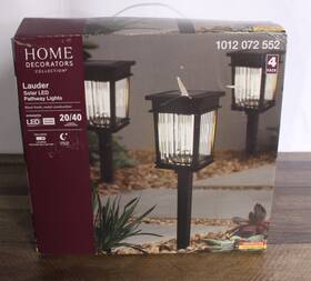 Home Decorators Collection 842674054107 Lauder 20-40 Lumen Black Led Outdoor Solar Path Light