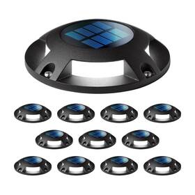 Home Zone 889526546908 12 Packs Outdoor Solar Deck Light Black 20 Lumens Waterproof Dusk To Dawn