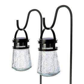 Elj8205v Home Zone Security 2packs Solar Crackle Glass Lanterns Light Hanging Outdoor Waterpr