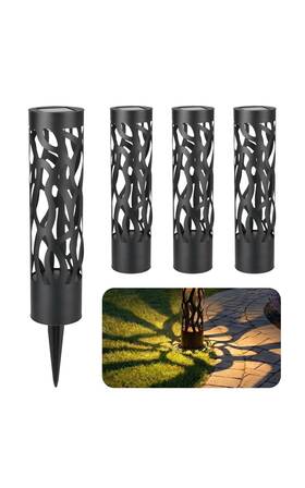 Home Zone Living Elj9178v Secure Solar Bollard Pathway Lights 4-pack Warm White Led Weather-resistant
