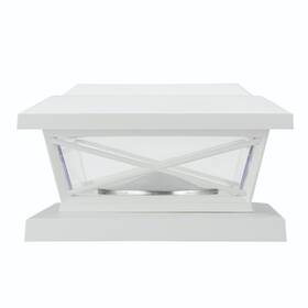 Home Zone Living Moeli1747g 4 Piece Set 6 Inch White Solar Led Post Cap Landscape Light Deck Patio Lighting