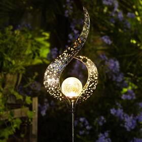Homeimpro 738956971029 Outdoor Garden Solar Lights Stake Crackle Glass Globe Metal Flower Wa