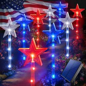Hld589 Homeleo Upgraded Set Of 9 Solar Pathway Lights For 4th July Decorations Outdoor Wate