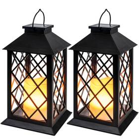 Htynfdt2-hs Homemory Solar Lanterns Outdoor Waterproof Hanging With Flickering Flameless Candles