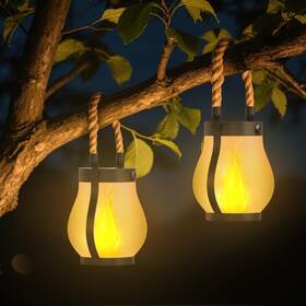 Hpsl-usas1 Hompavo Solar Lanterns Outdoor Waterproof Realistic Flickering Flame Dual Charging Usb