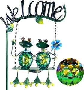 Lh0101050283 Hongland Outdoor Garden Solar Lights Frog Swing Decor