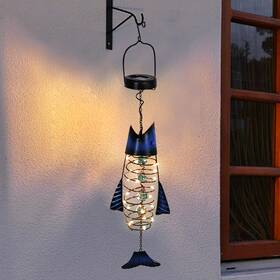Lh06487 Hongland Outdoor Lights For Patio Garden Decor - Metal Solar Fish Hanging Decoration