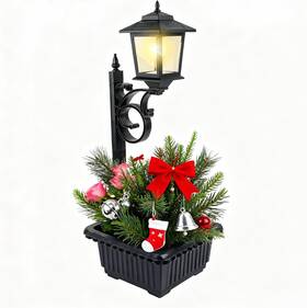 Yl1002 Hoodink Solar Lamp Post Light With Planter 2 In 1 Outdoor Flower Pots 3000k