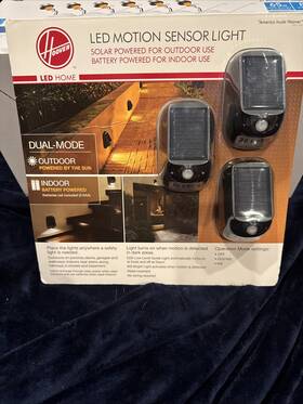 Hoover 631052003864 Led Motion Sensor Light Solar Or Battery Powered New 3 Pack