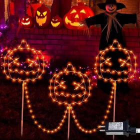 Hopolon 762917488035 Halloween Walkway Lights 3pack Pumpkin Decorations Outd