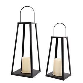 Decor-20in Hpc Dec R Our Happy Place 667619598313 Decor 2pcs Solar Lanterns For Outdoor 15.6in Black Metal Candl