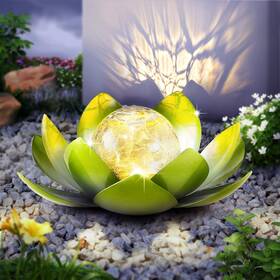 Lhd-g011-a Huaxu Solar Garden Lights Crackle Globe Led Waterproof Lotus For Patio Lawn Gift