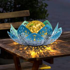 Huaxu Lhd-lk-b02 Solar Lights Outdoor Decorative Bright Blue Lotus Flower Table Lamp G