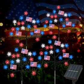 Luled086 Hugsvik 4 Packs 80led 4th Of July Decorations Outdoor Upgraded Red White And Blue So