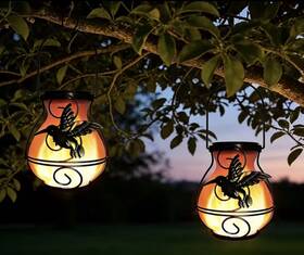 Hzsl-11 Huizhen Solar Lanterns Outdoor Waterproof 2 Pack Dancing Flame Lantern