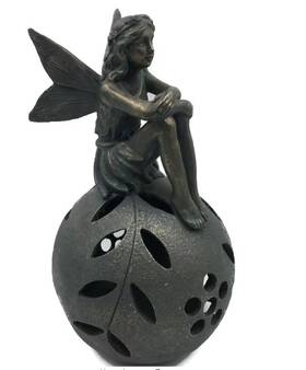 Hunnykome 190892001671 1-light 13 Inch Integrated Led Solar Powered Sitting Fairies With Balls Of Leaves