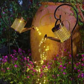 Huyieno 787997860700 2pack Solar Garden Lights Outdoor Hanging Lantern Watering Cans With Sh
