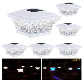 Hy1204w-6 Huyieno Solar Post Cap Lights Led Deck Lighting White/color 4x4 Posts 6pk