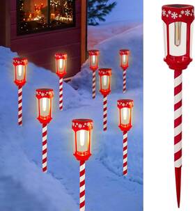 Hy1260-c2 Huyieno 8pk Solar Christmas Pathway Lights Decorative Outdoor Garden Path