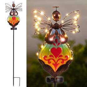 Hy1285 Huyieno Solar Angel Garden Stake Lights 38inch Colored-painted Outdoor Waterproof Mem