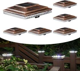 Hy1307 Huyieno Solar Post Cap Lights 6pk For 4x4 5x5 Deck Fence Warm/bright White Copper
