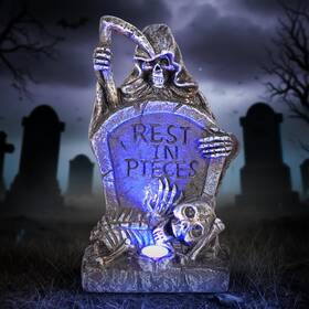 Hy1340 Huyieno Solar Decorations Graveyard Tombstone Led Spot Light With Blue Glow Halloween Ou