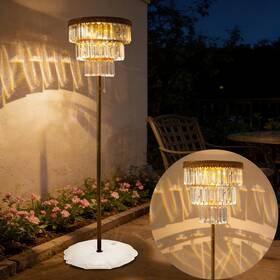 Hy1363 Huyieno Solar Floor Lamp Outdoor Crystal Light Waterproof Led Rechargeable Patio Ambi