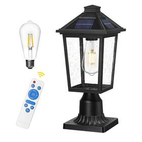 Hwh Investment 5hx64p-sl Solar Lamp Post Light Dusk To Dawn Outdoor Fixtures With Pier