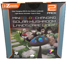 Wms27206 I-zoom Led Outdoor Mushroom Light 7-colors Solar Panel Recharging 2-pack Sealed