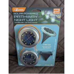 I-zoom Wmsl35212 I-zoom Solar Led Pathway Night Lights 2 Pack Cool White Stainless Steel