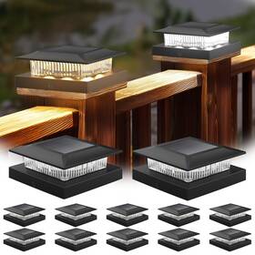 M013c Icerona 4x4 Solar Post Cap Lights 12 Pack Warm And White Waterproof Outdoor Fence