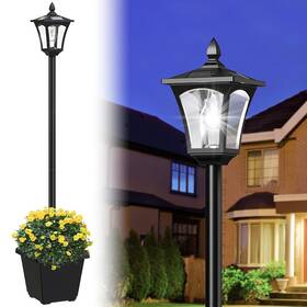 Ytd-09f Icerona 64 Inch Outdoor Solar Lamp Post Light With Planter 60 High Lumen Stree