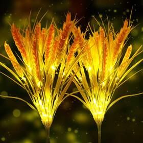 Hl03523 Idefair Solar Flowers Lights Outdoor 2 Pack Garden Stake Light Wheat Ear