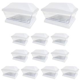 Iglow 619660108874 12 Pack White 6 X Solar Post Light Smd Led Deck Cap Square Fence Outd