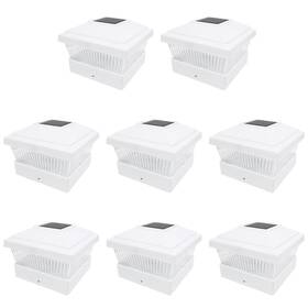 Iglow 714169215075 8 Pack White Outdoor Garden 5 X Solar Led Post Deck Cap Square Fence Light