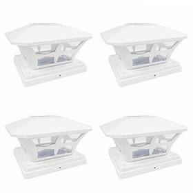 Iglow 714169236452 4 Pack White Outdoor Garden 6 X Solar Smd Led Post Deck Cap Square Fence Li