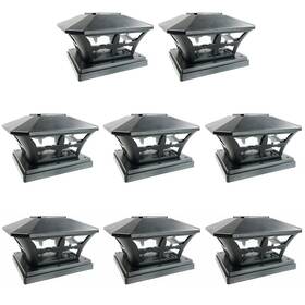 Si-721-blk-8 Iglow 8 Pack Black Solar Led Post Deck Cap Lights For 6 Inch X6 Fence Pvc Vinyl Wood
