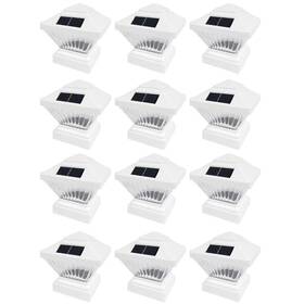 Si821whe Iglow 12 Pack White Outdoor Garden 4 X Solar Led Post Deck Cap Square Fence Light