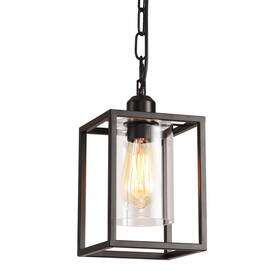 P20tl Ihengyanlt Farmhouse Pendant Light Black Metal Frame Hanging Fixture With Clear Gl
