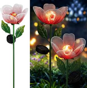 Tulip109 Inboboli Solar Garden Lights 2 Pack Metal Flowers With Breathing Light Yard Pathway