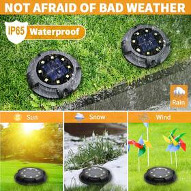 Inc 313023146168 Solar Ground Lights For Outside 8 Pack 12 Led In-ground Garden Disk Li