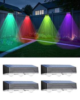 Hn055 Indarun Solar Fence Lights 4 Pack Outdoor For With 12 Modes Rgb