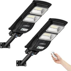 Es04 Innovation 2 Pack Solar Street Light 6000 Lumens Control&pir Motion Sensor Dusk To
