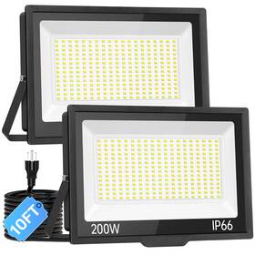Suer-fl200w-5000k-2 Isuerfy 200w Led Flood Light Outdoor With Plug 10ft Wire 24000lm Super Brighter Secu