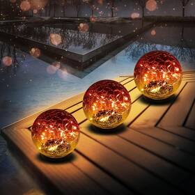 Iyv 313047362339 Solar Globes Lights Outdoor Garden Decor Balls For Crackle Glass