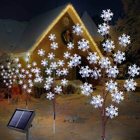 Janchs 735209644907 New Designed Set Of 4pcs 80 Led Solar Christmas Snowflake Lights For Yard Dec