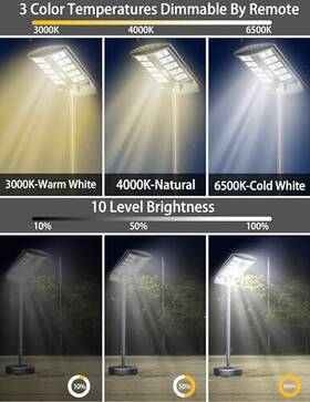 8000w Jaynlt 769293569341 Solar Street Lights Outdoor With 6.5ft Pole 3000k/4000k/6500k 500000lm