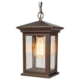 Jetima 059116341915 Outdoor Hanging Lantern Waterproof Pendant Light With Clear Seeded Glass Oil R